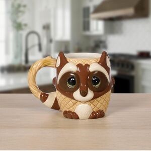 Precious Moments Hand-Painted Raccoon Shaped Ceramic Mug, NWT